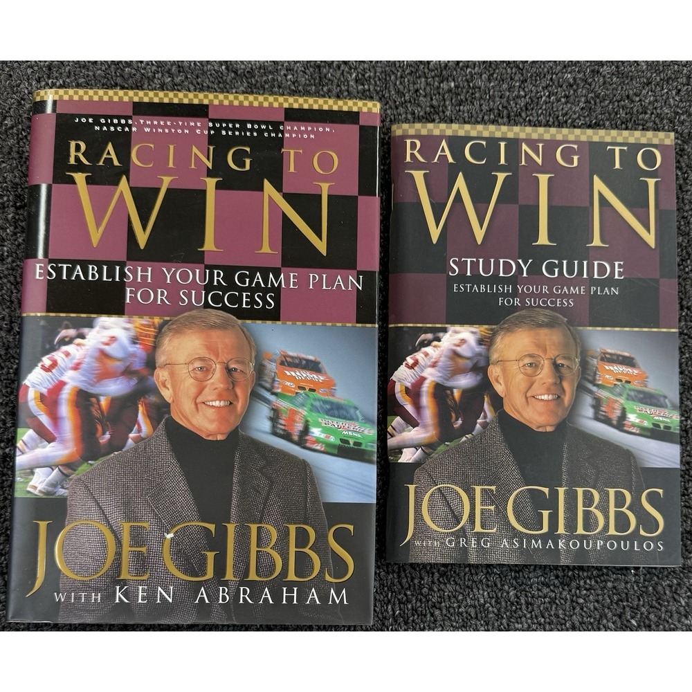 Joe Gibbs Racing to Win Hardcover + Study Guide 2 Book Set Leadership NFL NASCAR